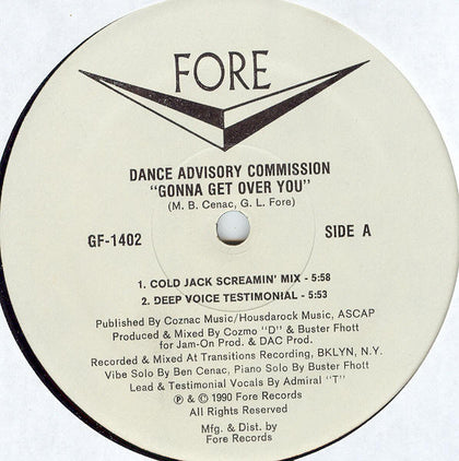 Dance Advisory Commission - Gonna Get Over You - Image 1