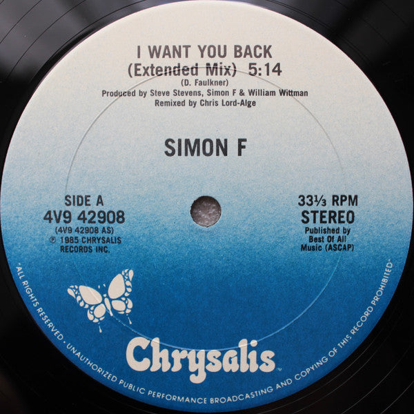 Simon F – I Want You Back (Usado vg+)