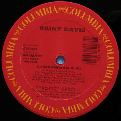 (Usado vg+) Rainy Davis – Lowdown So & So
