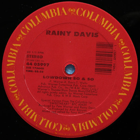 (Usado vg+) Rainy Davis – Lowdown So & So
