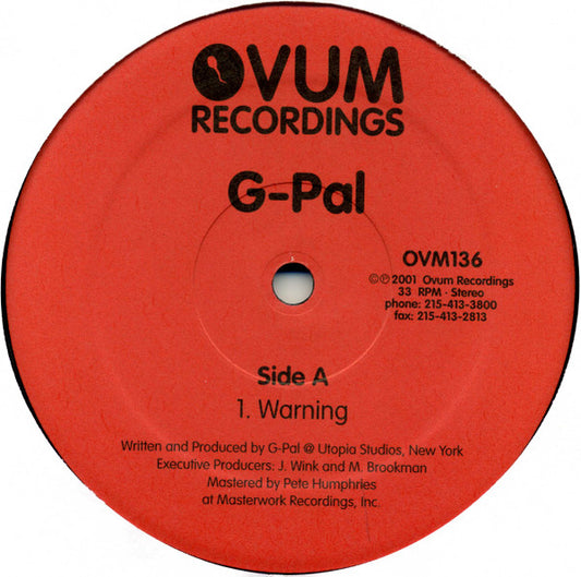 (Usado vg+) G-Pal – Warning