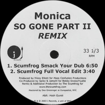 (Usado vg+) Monica – So Gone Part II (Scumfrog Remixes)