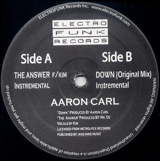 (Usado vg) Aaron Carl – The Answer / Down